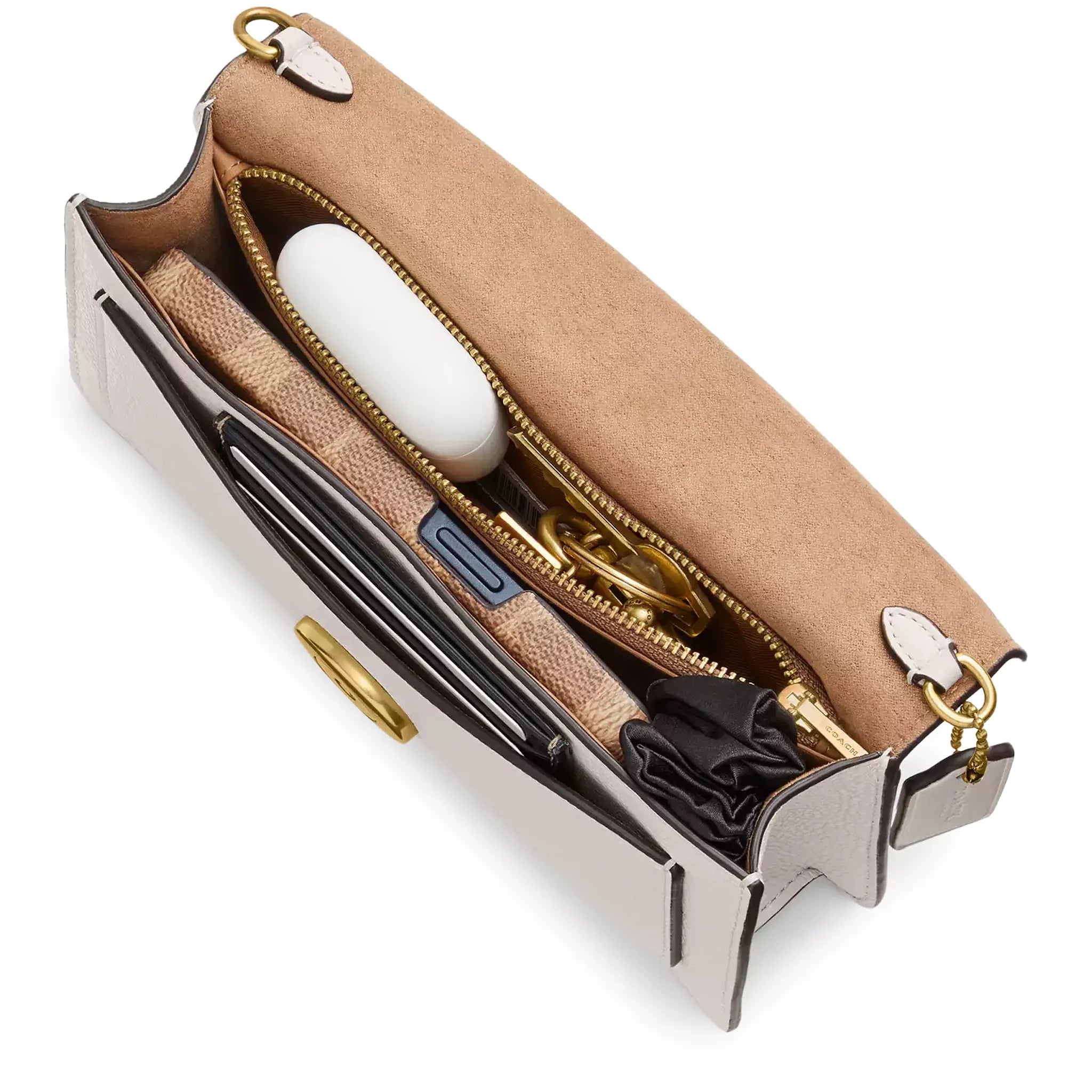 Inside View of Coach Tabby Chain Clutch Chalk Bag CY919